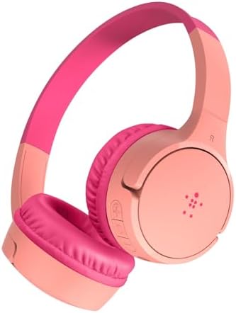 Belkin SoundForm Mini - Wireless Bluetooth Kids Headphones with 30H Battery Life, 85dB Safe Volume Limit, Built-in Microphone - Kids On-Ear Earphones for iPhone, iPad, Fire Tablet & More - Pink