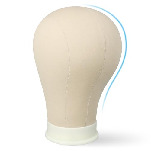 23 Inch Wig Head for Wig, Canvas Mannequin Head with Mount Hole, Manikin Head for Wig Making, Styling and Display, Head Contour More Realistic