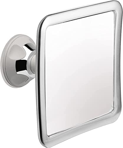 MIRRORVANA Fogless Shower Mirror for Shaving with Upgraded Suction-Cup, 1X Magnifying, 6.3 x 6.3 Inch (Chrome Frame, Grey Suction)
