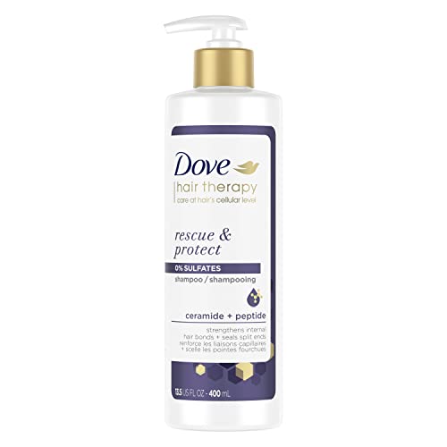 Dove Hair Therapy Shampoo Hair Care For Split Ends and Damaged Hair Rescue and Protect Sulfate Free Shampoo 13.5 oz