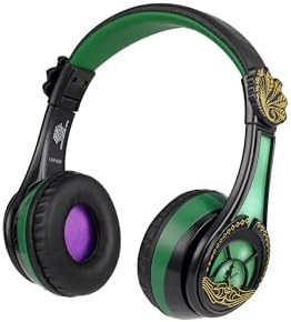 eKids Wicked Elphaba Bluetooth Headphones, Wireless Headphones with Microphone Includes Aux Cord, Volume Reduced Kids Foldable Earphones for School, Home, or Travel