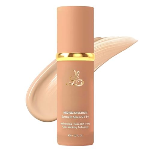 4-in-1 Foundation - Medium Spectrum with SPF 50+, Waterproof, Longwearing, and Hydrating Color-Changing Formula for Sport, Gym