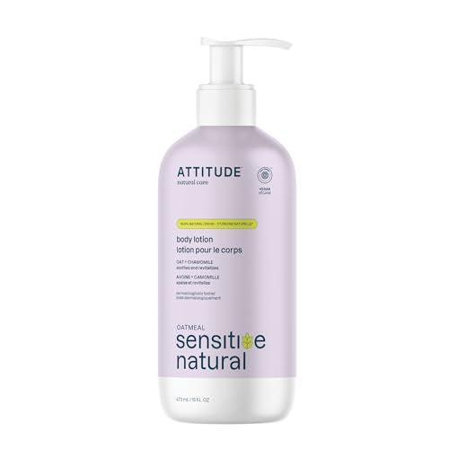 ATTITUDE Body Lotion for Sensitive Skin with Oat and Chamomile, EWG Verified, Dermatologically Tested, Vegan, 16 Fl Oz
