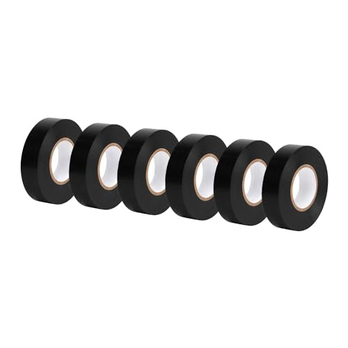 Amazon Basics Electrical Adhesive Tape, for Home DIY, Repairs, Electrical, Automotive and Equipment, 6-Pack, 3/4-inch by 60-feet, Black