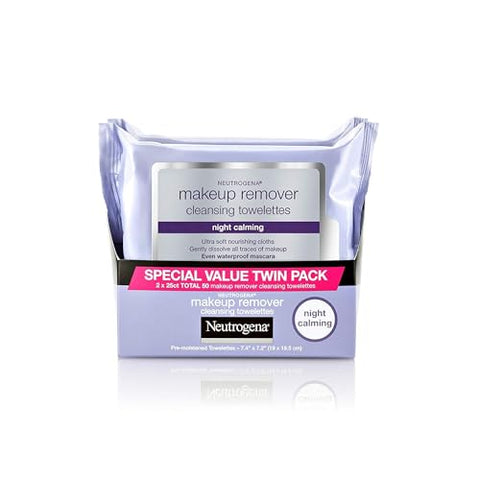 Neutrogena Night Calming Makeup Remover Cleansing Towelettes - 25 ct - 2 pk