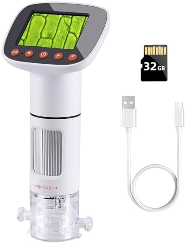 Koolertron 2 inch Handheld Digital Microscope with LCD Screen, Pocket Microscope with 32G Card for Kids and Adults,50x-1000x Magnification HD Magnifier for Coin/Circuit Board/Observation