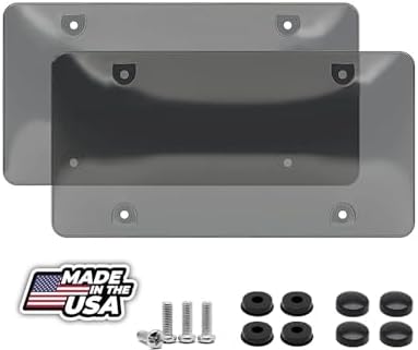 2 Unbreakable License Plate Bubble Covers 4 Holes Universal Fitment Choose Your Shield Color (Clear-B)