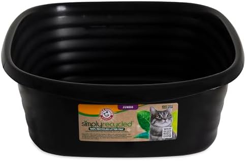Arm & Hammer Simply Recycled Cat Litter Pan, Jumbo, Easy to Scoop and Clean, Sturdy, Black, Made in USA