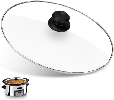 Oval 8 Quart Slow Cooker Glass Lid Fit for Crock Pot Programmable Slow Cooker, Fit for Hamilton Beach 8q Oval Glass Pot Lid, Cooking Pot Lid Replacement Part, 1 Pack