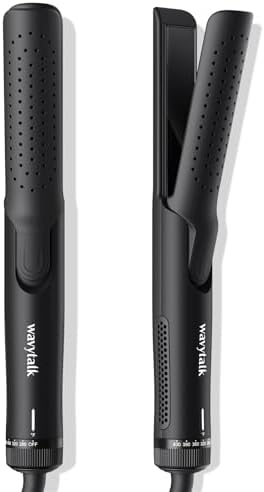 Wavytalk 1 Inch Curling Iron, Airflow Styler with 360° Cooling Air to Lock in Curls Quicker, Hair Straightener and Curler 2 in 1 for All Hair Types, Black