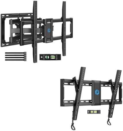 Pipishell Full Motion TV Wall Mount for 40–82 inch Flat or Curved TVs up to 110 lbs, Tool-Free Tilt with Heavy-Duty Arms, Max VESA 600x400mm, Low Profile TV Mount with Adjustable Pull Cords.