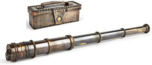 Handcrafted Telescope | in Box | Functional Vintage Replica Brass Nautical Antique Telescope | Spyglass & Collectible Decor | for Kids | Bookshelf Retro Decor 15 Inches