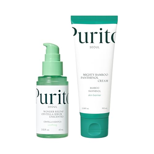 PURITO Centella Unscented Serum & Mighty Bamboo Panthenol Cream Glow Duo Glass Skin Duo Set
