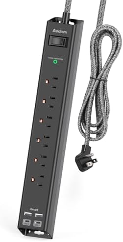 Surge Protector Power Strip - Extension Cord with 6 AC Outlets 4 USB (2 USB-C Ports), Flat Plug with Overload Surge Protection, Wall Mount, 5ft, Outlet Extender for Home Office Dorm Room Essentials