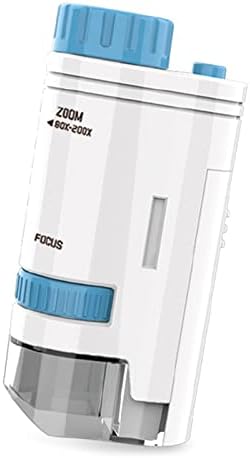 2 in 1 Portable Microscope with Base for Desktop 200X Pocket Microscope Microscope with LED Light for Kids Students Miniscope Portable Microscope Kids, Blue