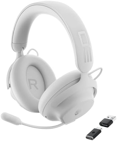 Alienware Pro Wireless Gaming Headset - Wired/Wireless, Bluetooth 5.3, 15 Minute Fast Charging, Audio Output 20 Hz, Battery Talk Time (ANC on) Up to 24 Hrs (Bluetooth), Lunar Light
