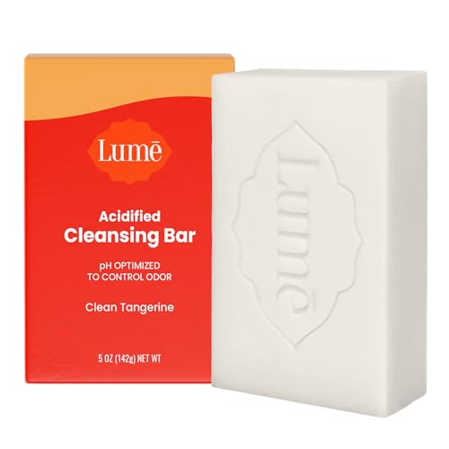 Lume Acidified Body Cleansing Bar - 24 Hour Odor Control - Removes Odor Better than Soap - Moisturizing Formula - Formulated Without SLS orParabens - OB/GYN Developed - 8.5 ounce (Clean Tangerine)