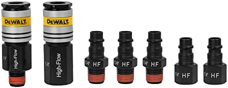 DEWALT 7pc High Flow Coupler (2pcs) & Plug 1/4-Inch NPT (5pcs) Kit (DXCM036-0205)