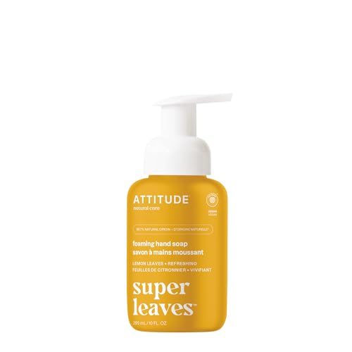 ATTITUDE Foaming Hand Soap, EWG Verified, Plant and Mineral-Based Ingredients, Vegan and Cruelty-free Personal Care Products, Lemon Leaves, 10 Fl Oz