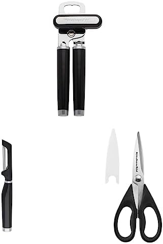 KitchenAid Classic Multifunction Can Opener/Bottle Opener, 8.34-Inch, Black & KitchenAid - KE112OHOBA KitchenAid Classic Euro Peeler & KitchenAid All Purpose Shears with Protective Sheath, Black