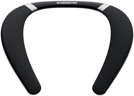 Monster Boomerang Neckband Bluetooth Speaker, Wireless Wearable Speaker, Portable Speaker and 12H Playtime, IPX7 Waterproof, Neck Speaker True 3D Stereo Sound, for Home Sport Outdoor, Black