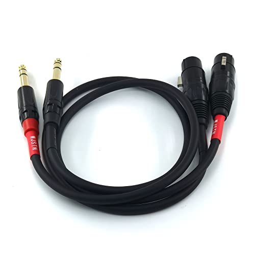 XLR to 1/4 TRS Stereo Adapter, 6.35mm Dual Channel to 3-pin XLR （Female）, XLR to 1/4 Stereo Balanced Microphone Stereo Unbalanced Audio Converter AdapterCable (6FT)