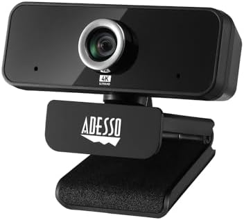 Adesso 4K HDR Ultra HD USB Webcam CyberTrack 6S Camera for PC Laptop Adjustable Angle Field of View Built-in Noise Cancellation Microphone
