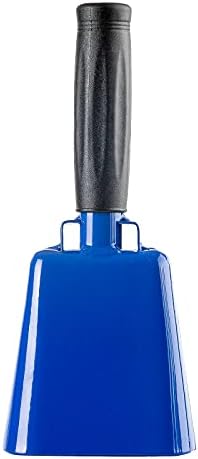 Steel Cow Bell with Handle Cowbells,Cheering Bell and Loud Noise Makers Hand Bells for Sporting Events,Football Games,School Bell,Farm Hand Chimes Percussion Musical Instruments (8 inch Blue)