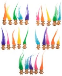 25 PCS Long-haired Lucky Mini Troll Dolls, Assorted Hair Colors, 0.78" Bodies, 2" Hair. Cake Toppers, Action Figures, School Project, Arts and Crafts, Party Favors