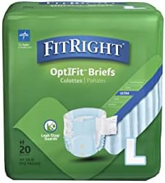 FitRight OptiFit Ultra Adult Briefs, Incontinence Diapers with Tabs, Heavy Absorbency, Large, 44 to 56", 20 Count