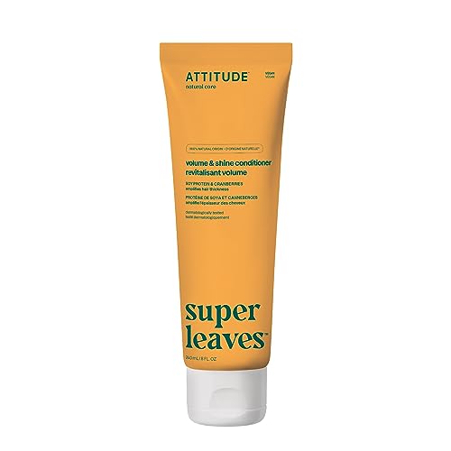 ATTITUDE Volume and Shine Hair Conditioner, For Thin Hair, Naturally Derived Ingredients, Vegan Detangler, Dermatologically Tested, Soy Protein & Cranberries, 8 Fl Oz