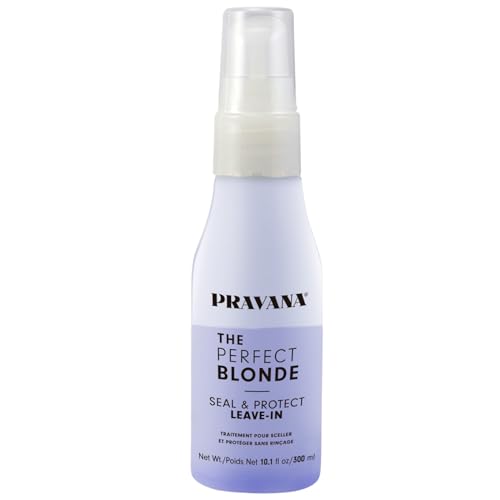 PRAVANA The Perfect Blonde Seal & Protect Leave-In Conditioner Spray Treatment Detangler | Neutralizes Brassy, Yellow Tones | For Color-Treated Hair | Adds Strength, Shine, Elasticity