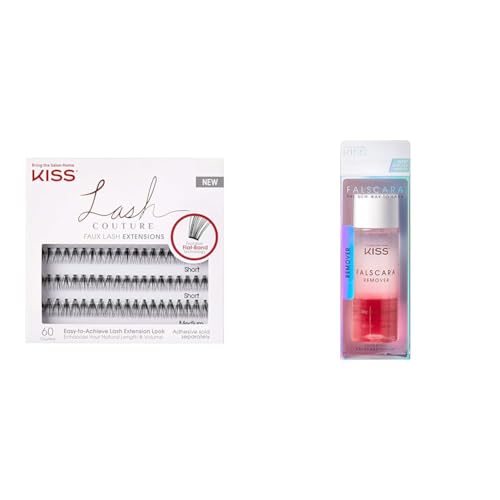 KISS Lash Couture Faux Mink Venus Lash Extensions, 60 Clusters + KISS Falscara Rosewater Lash Remover, Net Wt. 50 ml