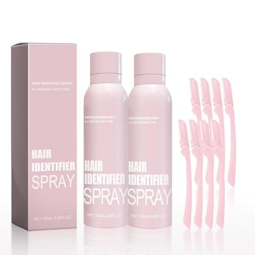 2pcs Hair Identifier Spray for Face Shaving, Skin Body Hair Identifying Spray With Razors,Hair identifier Spray for Face Dermaplaning, Moisturizing and Skin Care Dermaplaner Spray(Spray Plus Razor)