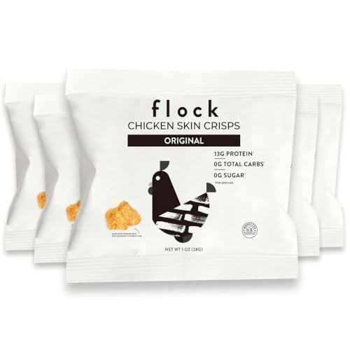 Flock Keto Chicken Skin Chips | Original Flavor | Low Carb, High Protein, Sugar Free, Gluten Free Fried Chicken Skins for People | (1oz) 8-Pack Crispy Flock Chips