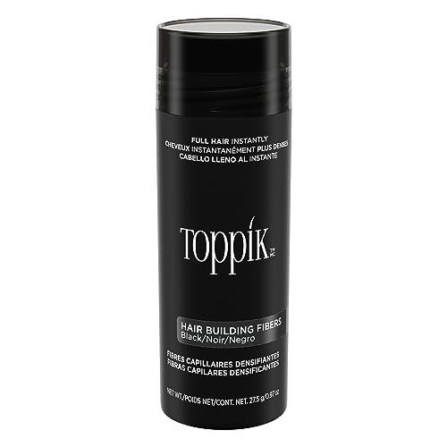 Toppik Hair Building Fibers, Black, 27.5g | Fill In Fine or Thinning Hair | Instantly Thicker, Fuller Looking Hair | 9 Shades for Men & Women