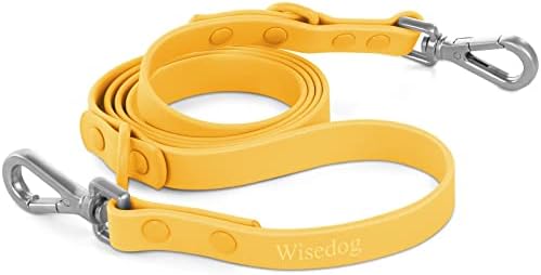 Wisedog Waterproof Standard Dog Leashes with 2 Hooks, 5 ft/ 6 ft Lengths, Adjustable for Traffic Control Safety, for Small, Medium & Large Dogs Walking (Butter Yellow,S)