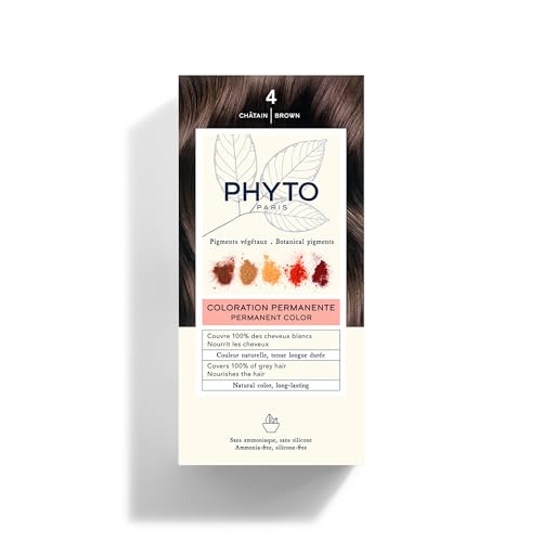 PHYTO Phytocolor Permanent Hair Color with Botanical Pigments, 100% Grey Hair Coverage, Ammonia-free, PPD-free, Resorcin-free, 0.42 oz