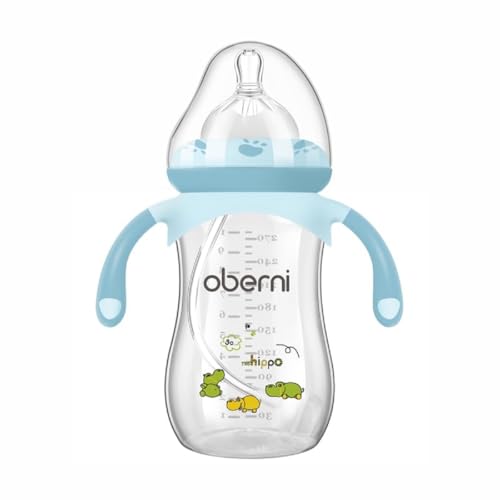 Baby Bottles, Weighted Straw Toddler Milk Bottles with Non-Slip Handle, Size + Variable Fast Flow, 12+ Months, BPA-Free, Blue/1Pack/9oz