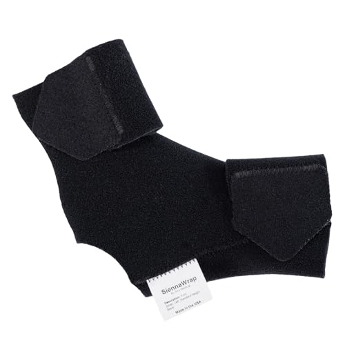 SiennaWrap Compression Wrap for Foot - Adjustable Velcro Lymphedema Wraps for Feet/Ankles - Medical-Grade Compression - Circulation Support - Plus Size - Made in USA (Black, Medium, Left)