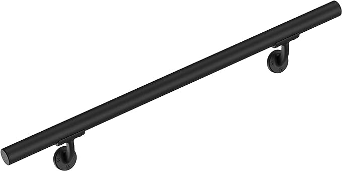 Meranti Aluminum Handrail for Indoor or Outdoor Steps and Stairs – Hand Rails for Elderly – DIY Complete Stair Railing Kit (5' Length, Black Textured)