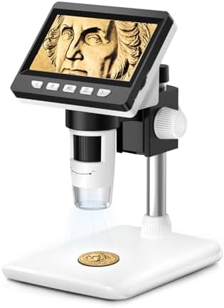 Digital Microscopes, Mijiaowatch USB Handheld Digital Microscope 1000X 4.3-Inch 1080P Zoom Microscope Camera Video Recorder for Adults/Kids/Hobbyists with 8 LED Light, PC View, Compatible with Windows