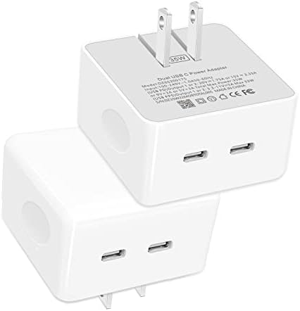 USB C Charger Block, 35W iPhone Fast Charger Dual USB C Port Compact Power Adapter for iPhone 14 Pro/14 Pro Max,13 Pro, iPad, PPS Samsung Galaxy（2 Pack）