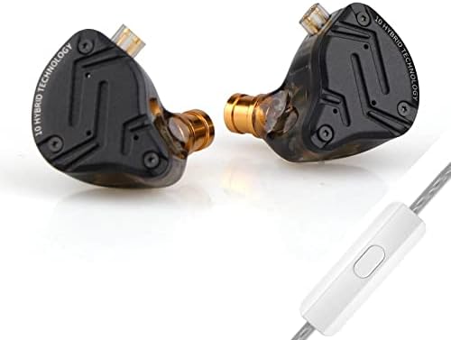 Linsoul KZ ZS10 PRO X Upgraded 1DD+4BA Hybrid Driver HiFi in Ear Earphones IEM with Alloy Faceplate, Detachable Silver-Plated Recessed 2Pin Cable for Audiophile Musician DJ Stage(with Mic)