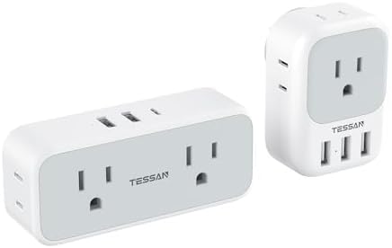 Multi Plug Outlet Extender with USB C, TESSAN Multiple Outlet Splitter with USB Ports, Mini Wall Expander for Home Office Dorm Room Essentials