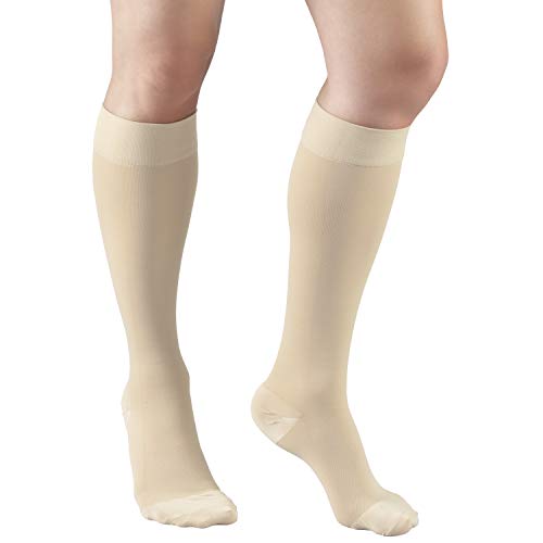 Truform 20-30 mmHg Medical Compression Stockings, Aloe Infused Microfiber, Knee High, Closed Toe, Beige, X-Large