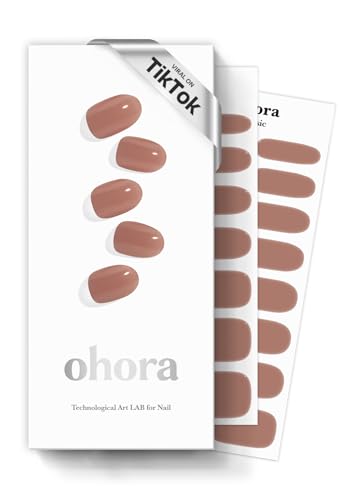 ohora Semi Cured Gel Nail Strips (N Bare Brick) - Works with Any Nail Lamps, Salon-Quality, Easy to Apply & Remove - Valentine's Day Gel Nail Wraps, Stickers, Romantic Gift Ideas