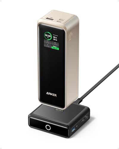 Anker Prime 27,650mAh Power Bank (250W) with 100W Charging Base, 3-Port Portable Charger, Smart App, Compatible with iPhone 16/15/14/13 Series, MacBook, Samsung, Dell, AirPods