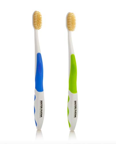 MOUTHWATCHERS Soft Flossing Toothbrush, 2 Pack, Manual Soft Toothbrush for Adults, Ultra Clean, Good for Sensitive Teeth and Gums, by Dr. Plotka's, Colors May Vary