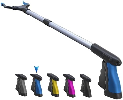 PowerGrip T9, Grabber Reacher Tool, Wide Jaw, Foldable, Steel Cable, with 96 Grip Points for Firm Grip, 32" with Magnet